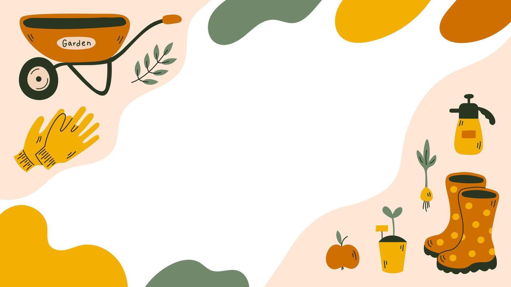 Gardening Tools Horizontal Background vector