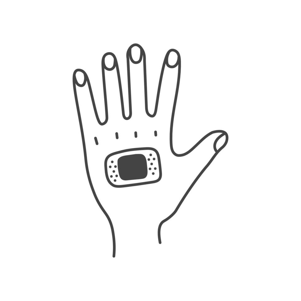 Back of Hand with Medical Plaster vector