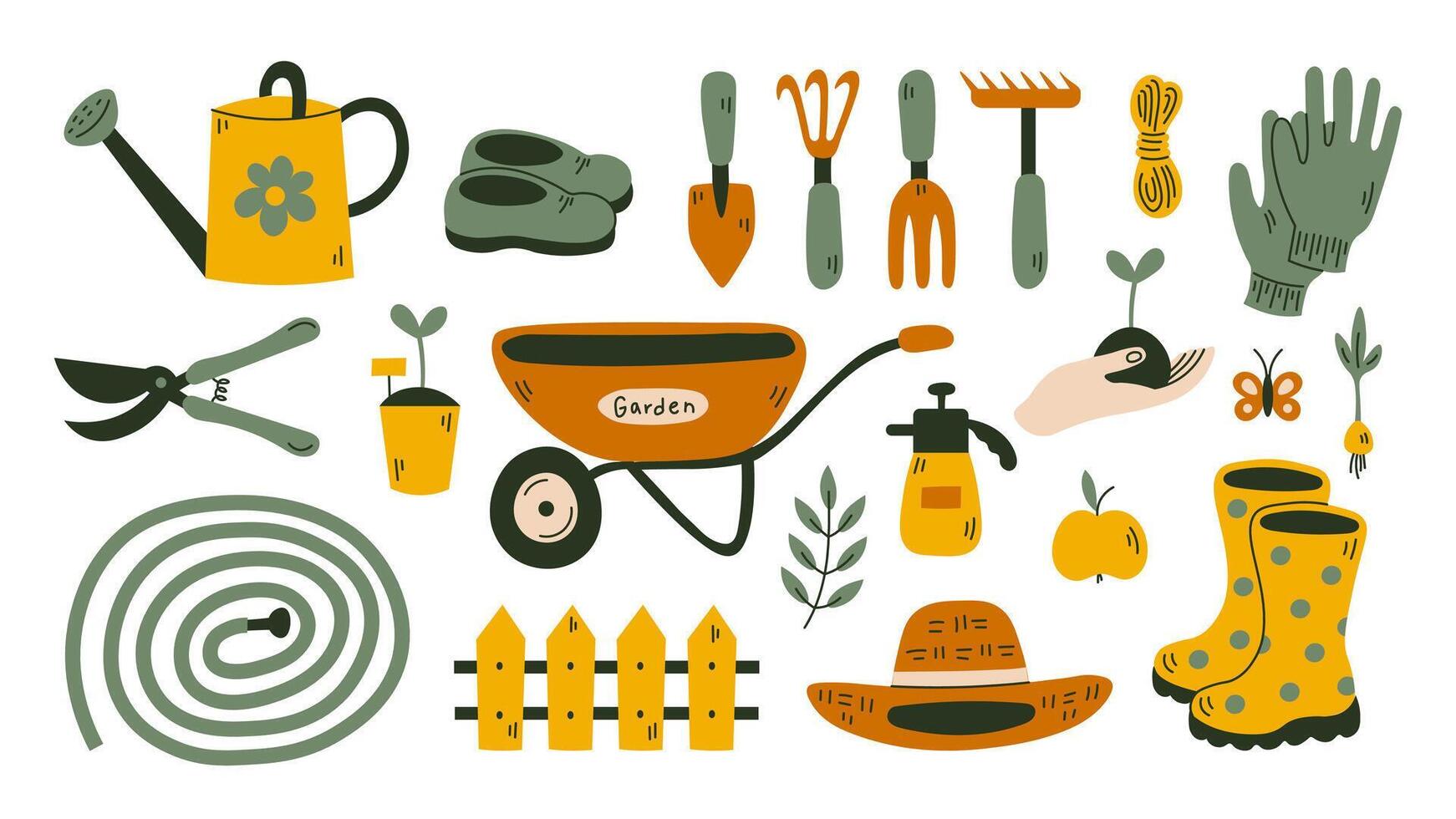 Gardening Tools icons Set vector