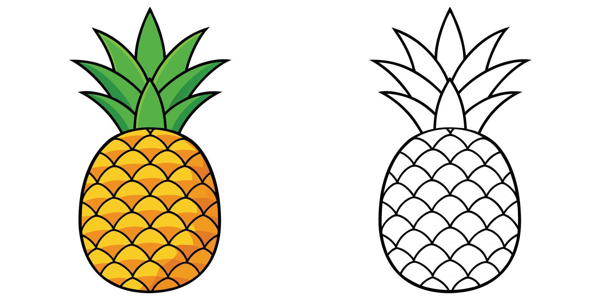 Pineapple Coloring Pages For Kids. Pineapple Fruit Coloring Book