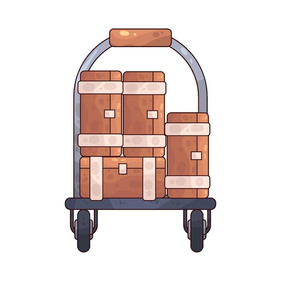 Luggage cart illustration vector