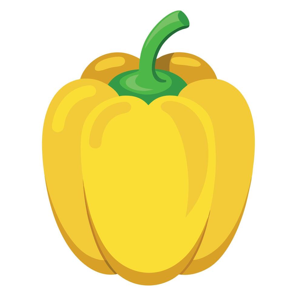 Fresh Yellow Bell Pepper Art, , Icon and Graphic, Flat Vegetables Illustration Design On White Background vector
