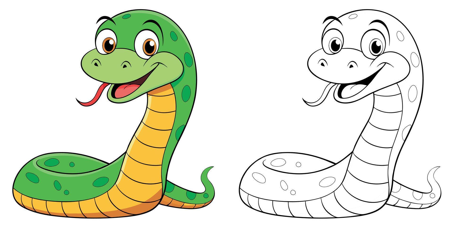 Cute Snake Smile Cartoon Coloring Page For Kids vector