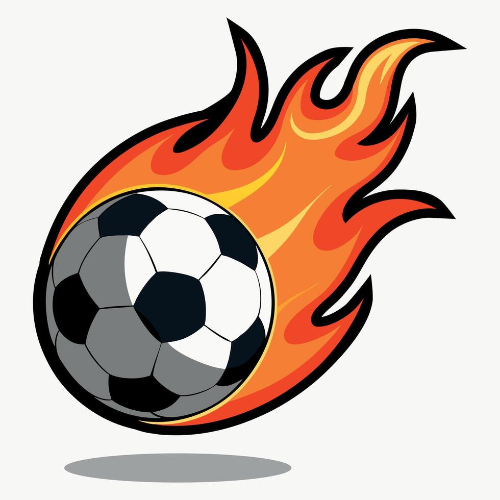 A Soccer Ball With Fire Floating On White Background Illustration Design vector