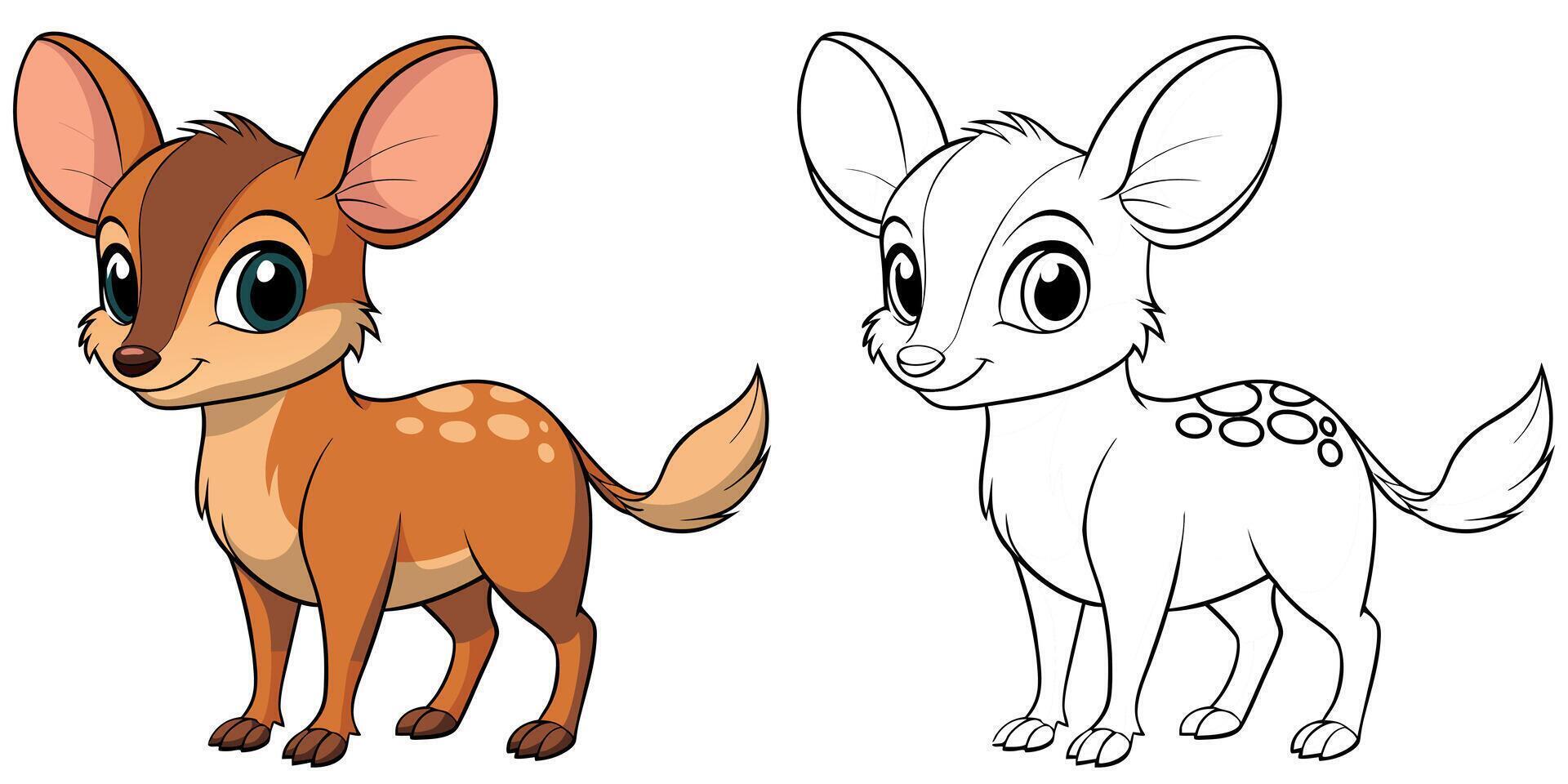 Cute Mousedeer Cartoon Coloring Page For Kids vector