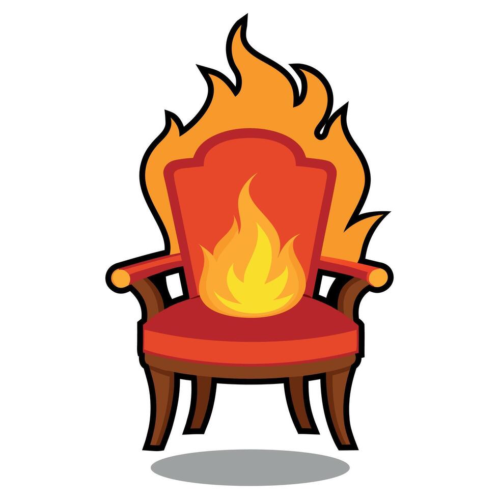 Hot Chair With Fire Floating On White Background Illustration Design vector