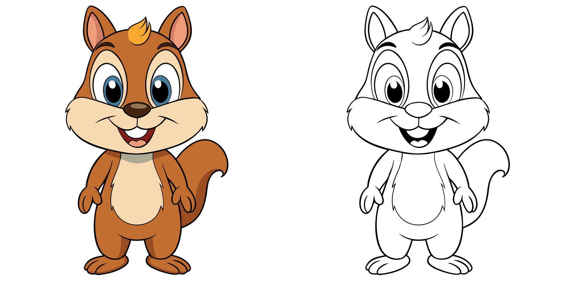 Cute Chipmunk Smile Cartoon Coloring Page For Kids vector