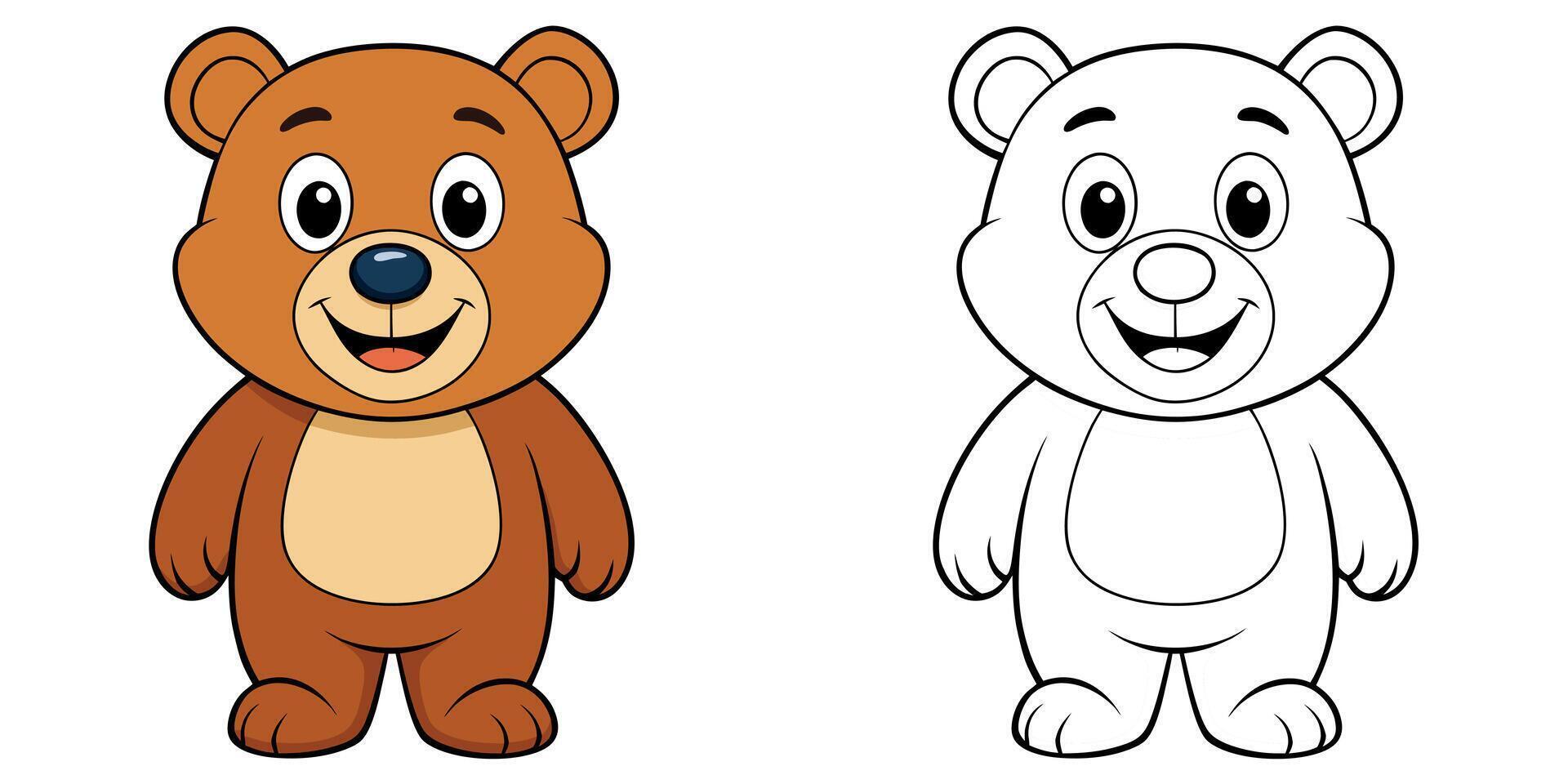 Cute Bear Smile Cartoon Coloring Page For Kids vector