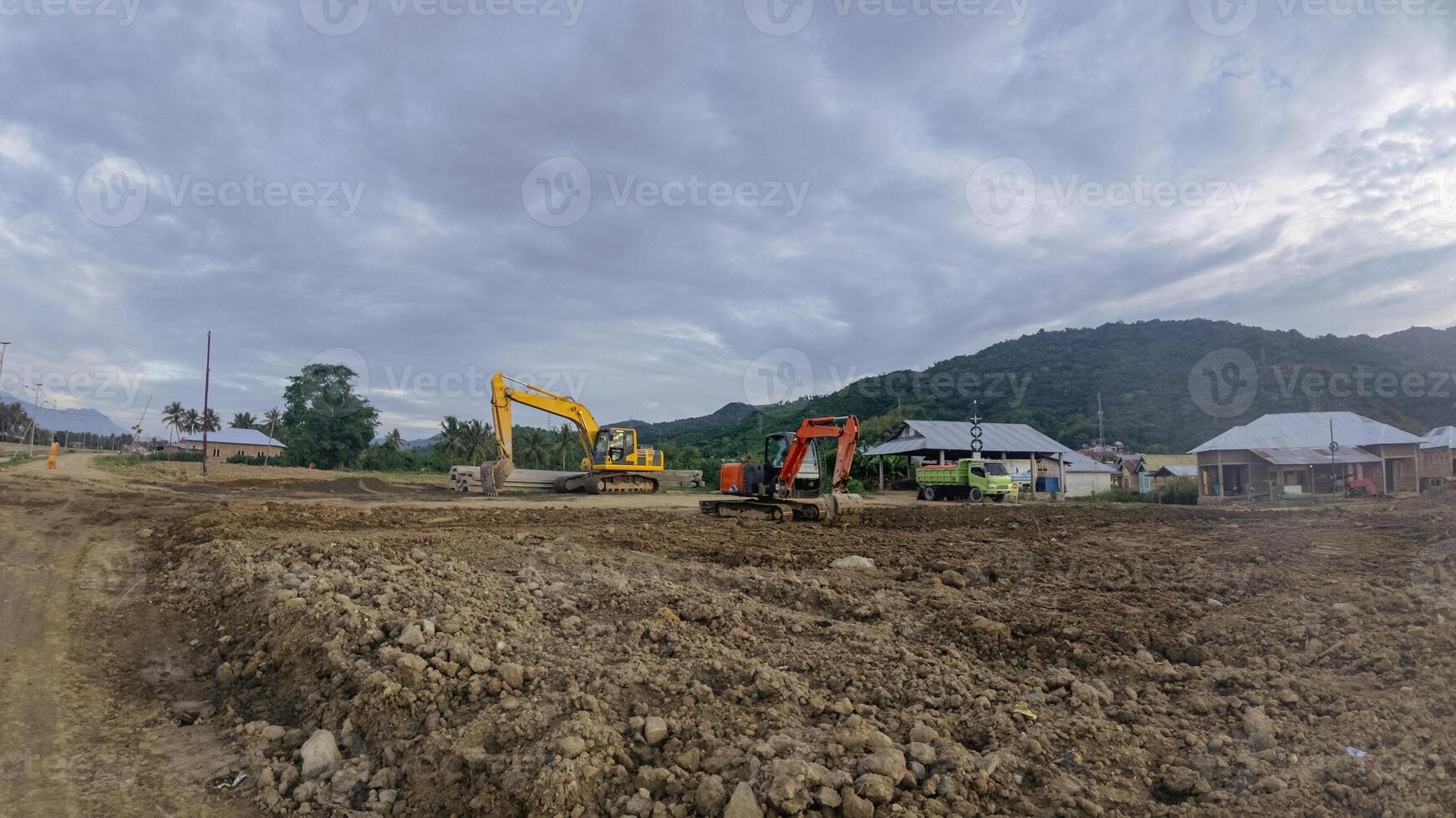construction of a new road in the Tualango Village, Indonesia photo