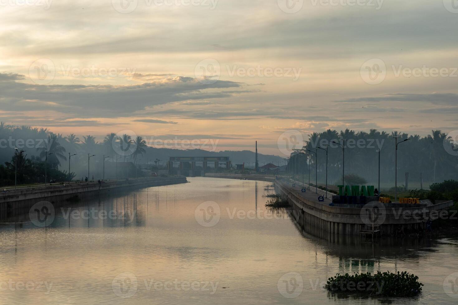 Sunrise on the river in Gorontalo city, Indonesia photo