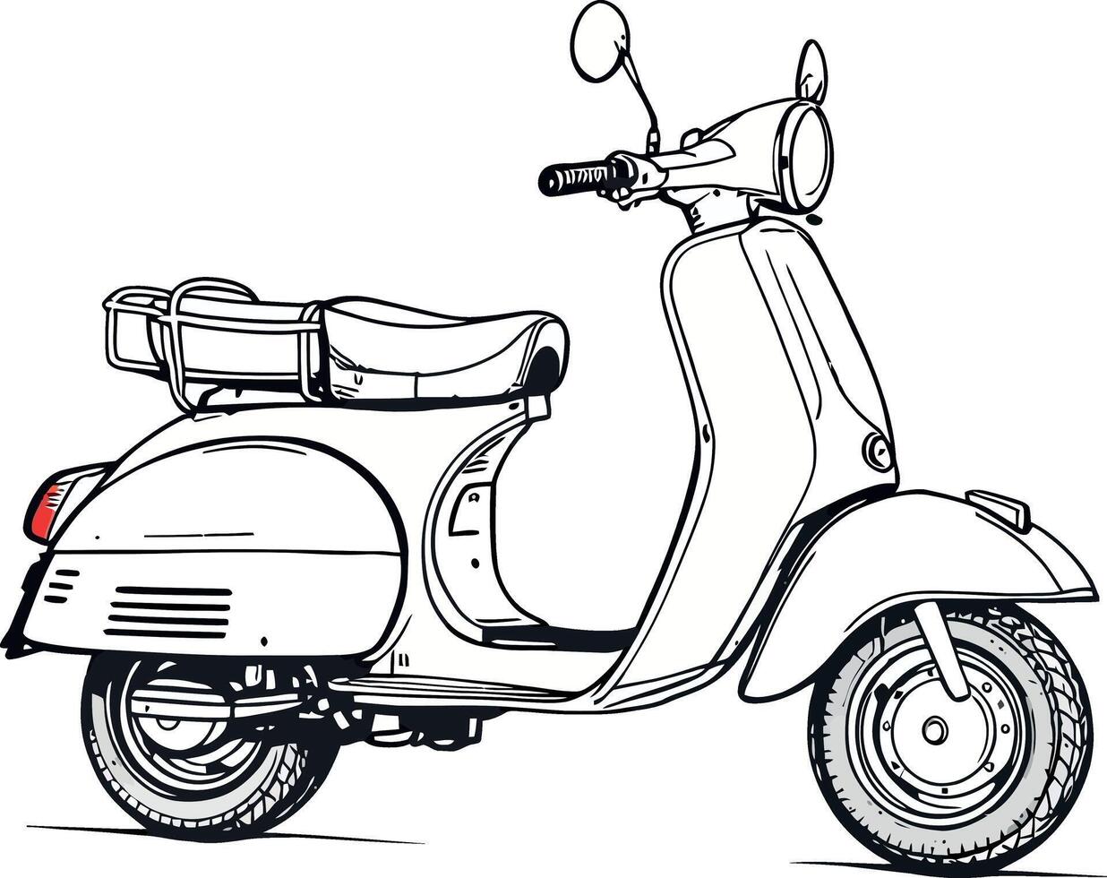A drawing of a scooter on a white background vector
