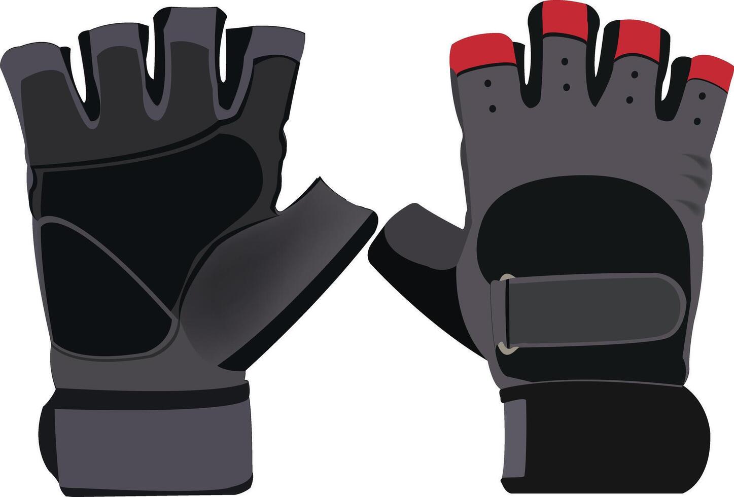A pair of gloves with red and black fingers vector