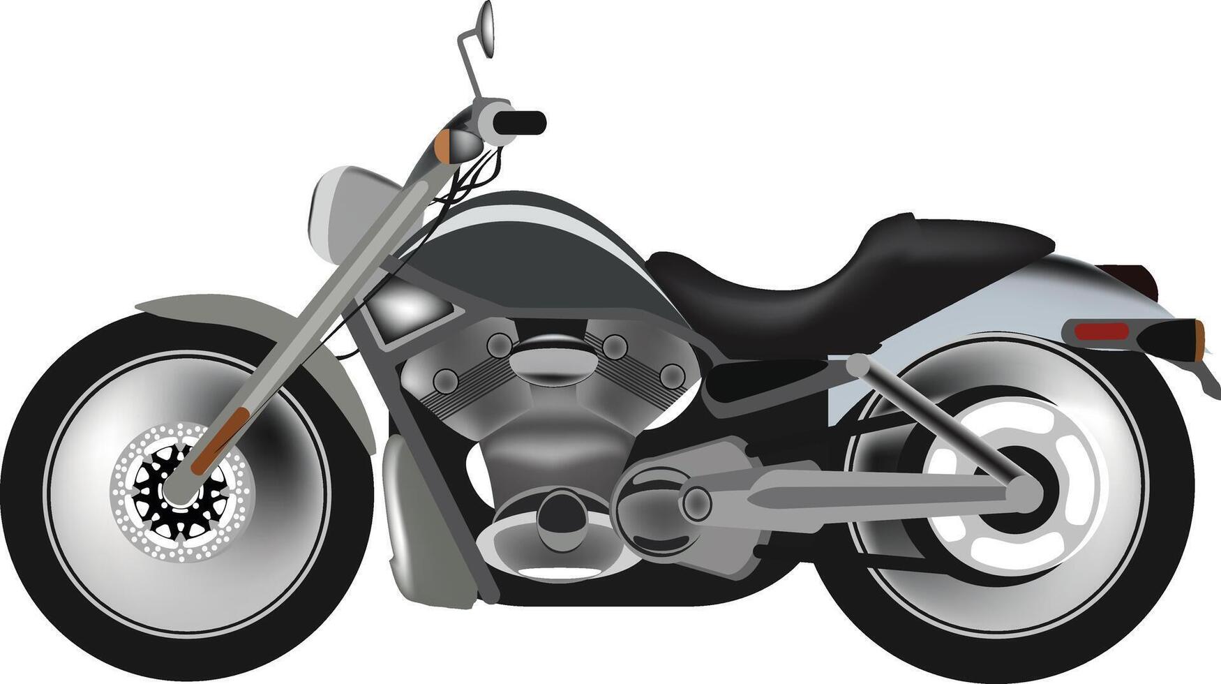 Powerful chopper motorcycle standing out on white background vector