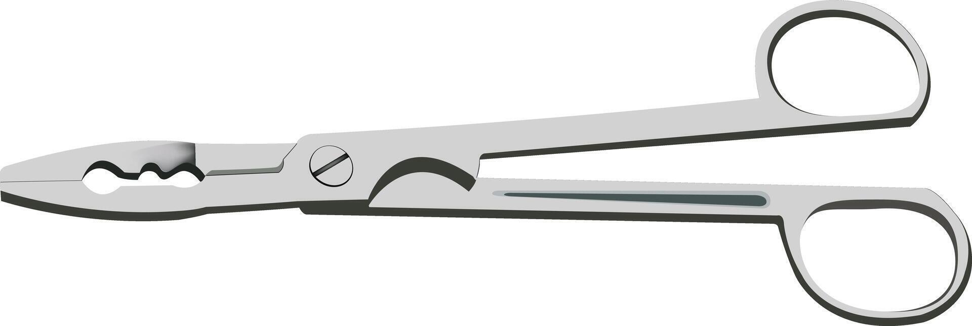 Bone holding forceps lie ready for use in a medical setting vector
