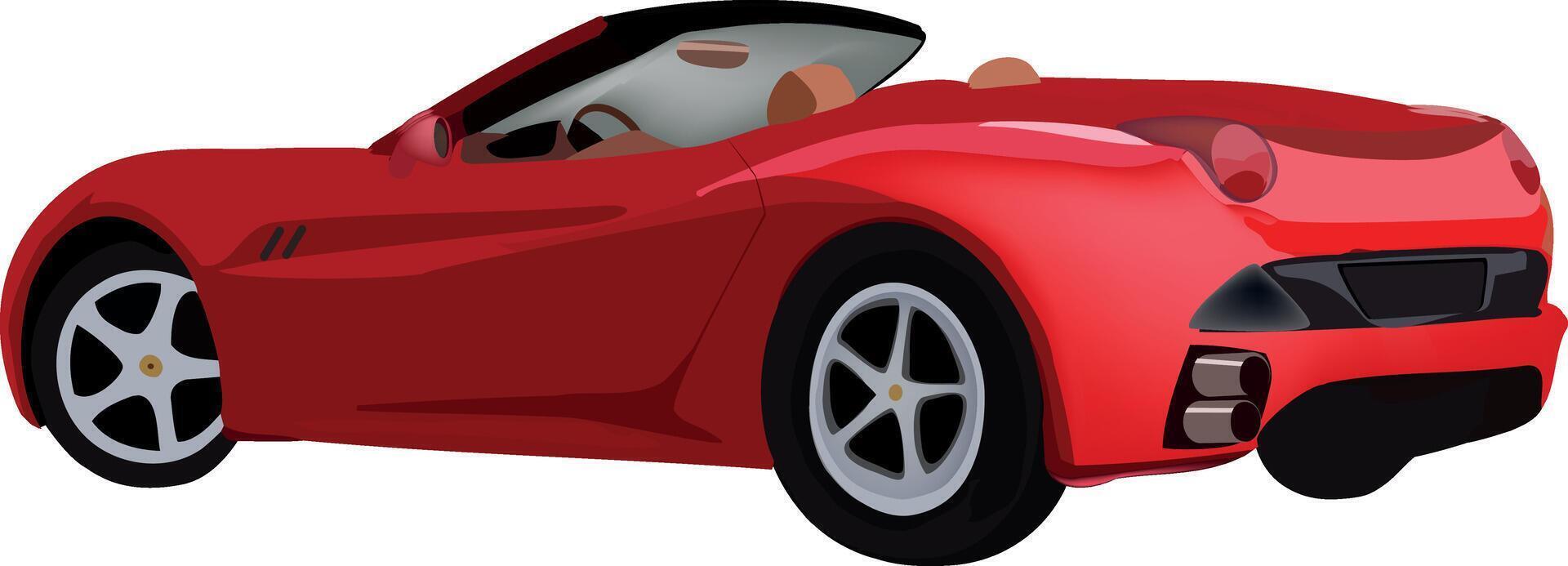 A red sports car on a white background vector