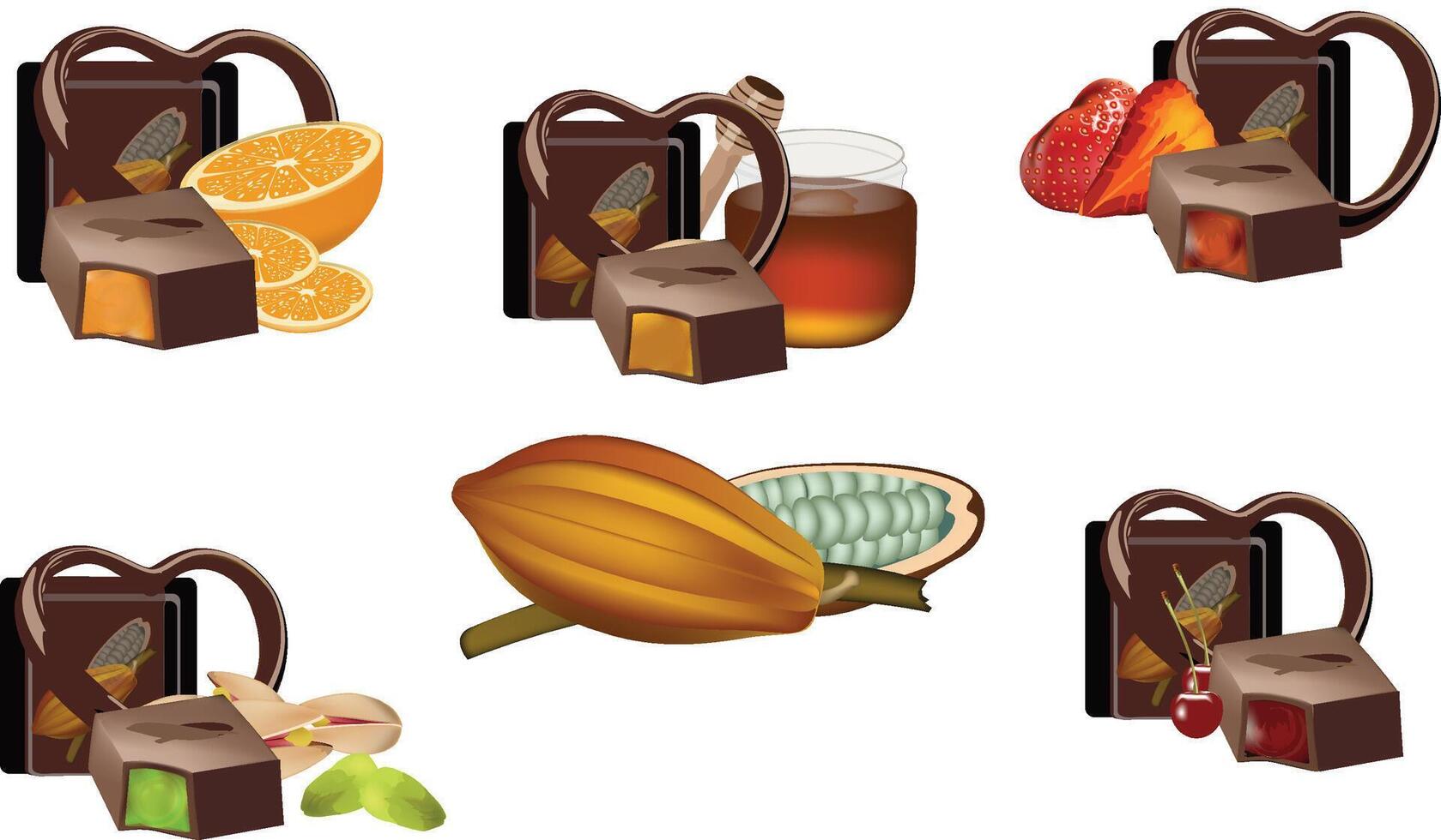 Chocolate icons set vector