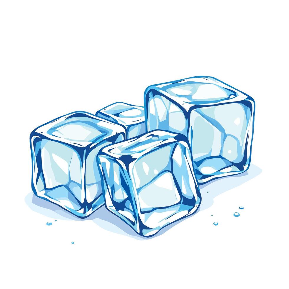 Melting ice cubes creating refreshing coldness on white background vector