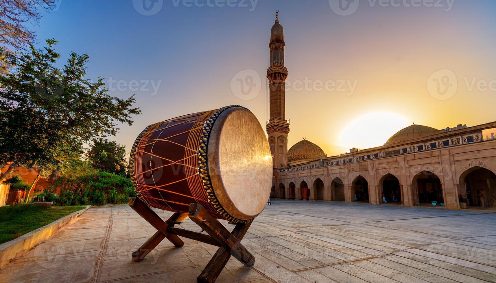 Bedug, a traditional instrument in the mosque that is used to call people to prayer photo