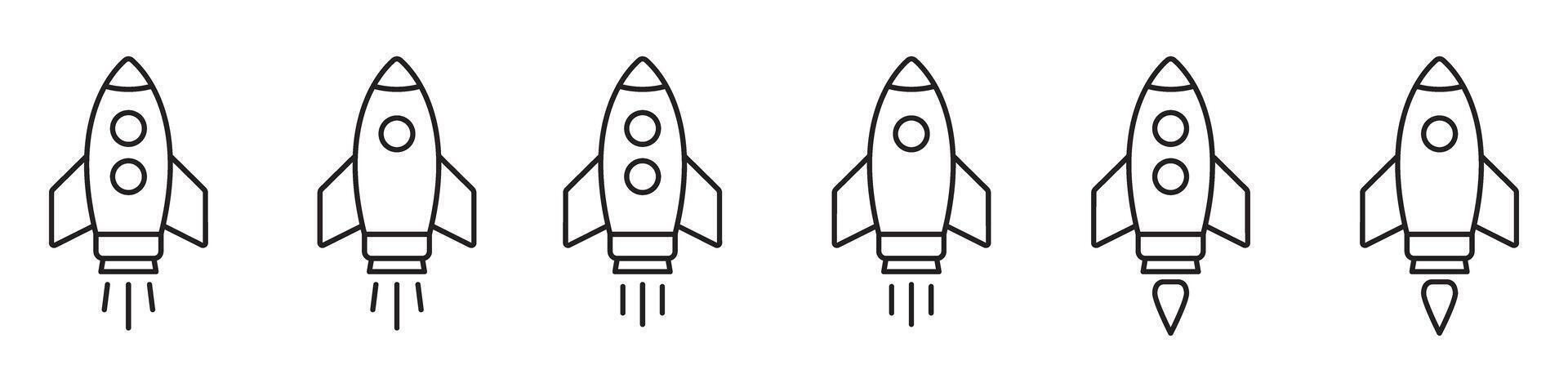 Rocket line icon. Flying rocket outline icon. vector