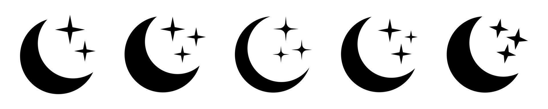 Crescent moon with stars icon. Night icon. Crescent moon icon symbol. vector