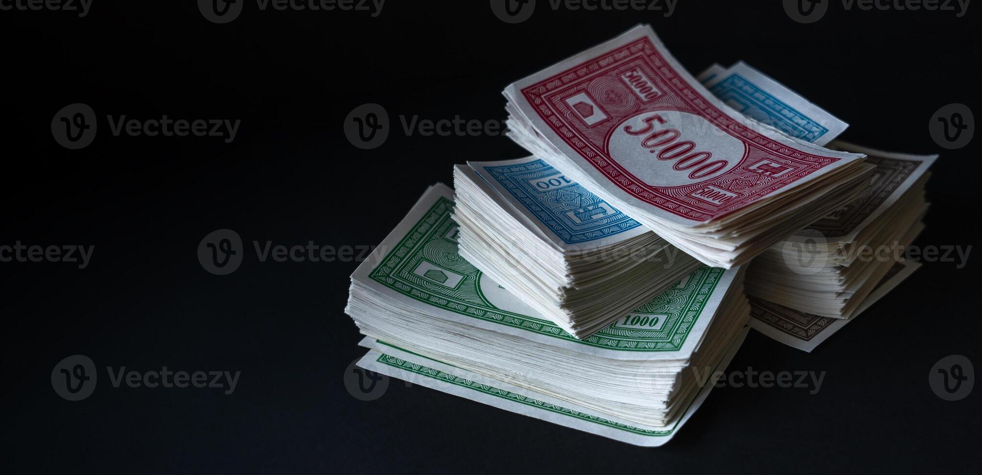 Stack of fake banknotes. photo