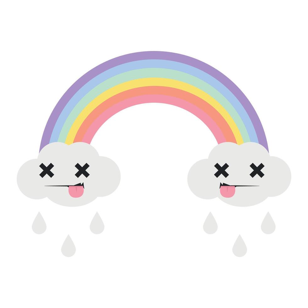 Cartoon Rainbow with Playful Clouds vector