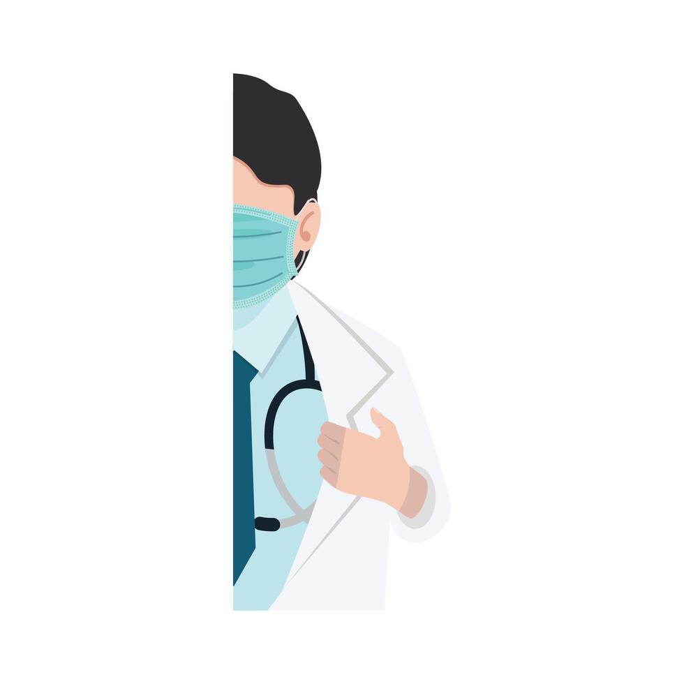 Illustration of Doctor Wearing a Mask vector