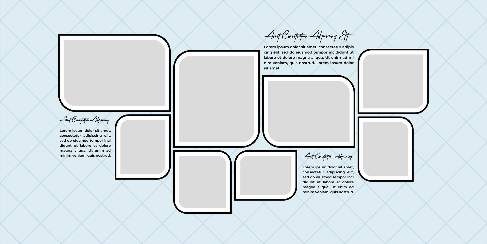 Blank Picture Collage grid effect overlay vector