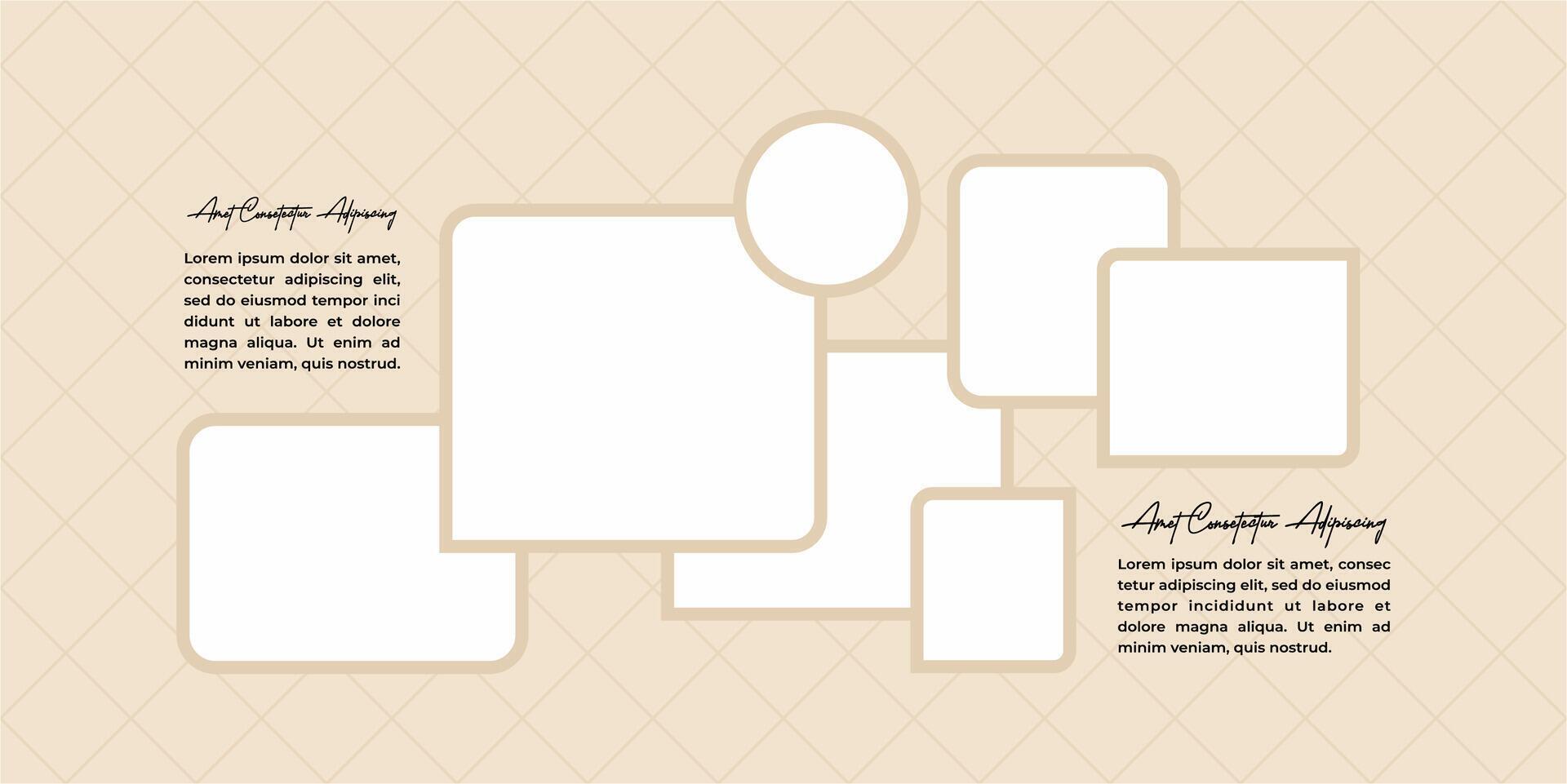 Design Pictures or photos frame collage, page grid layout abstract photo frames and digital photo wall vector