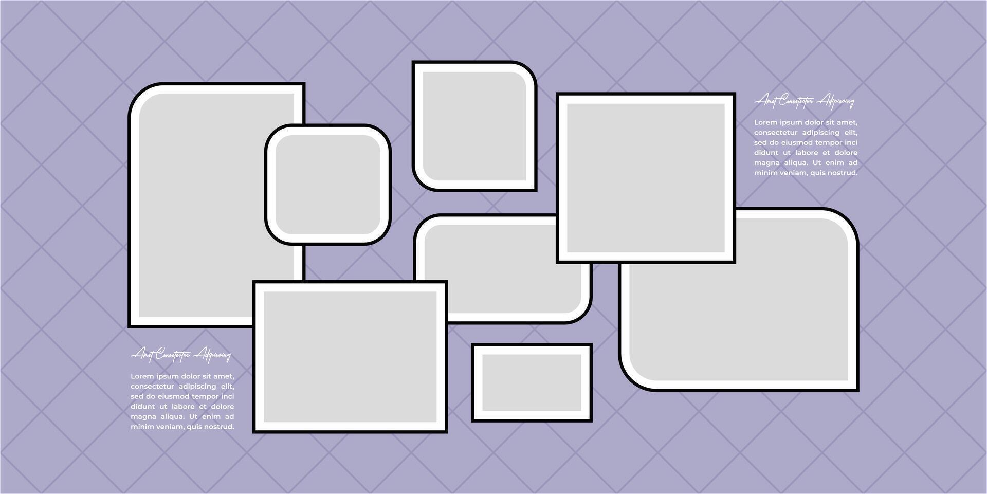 Blank Decorative photo frame collage collection vector