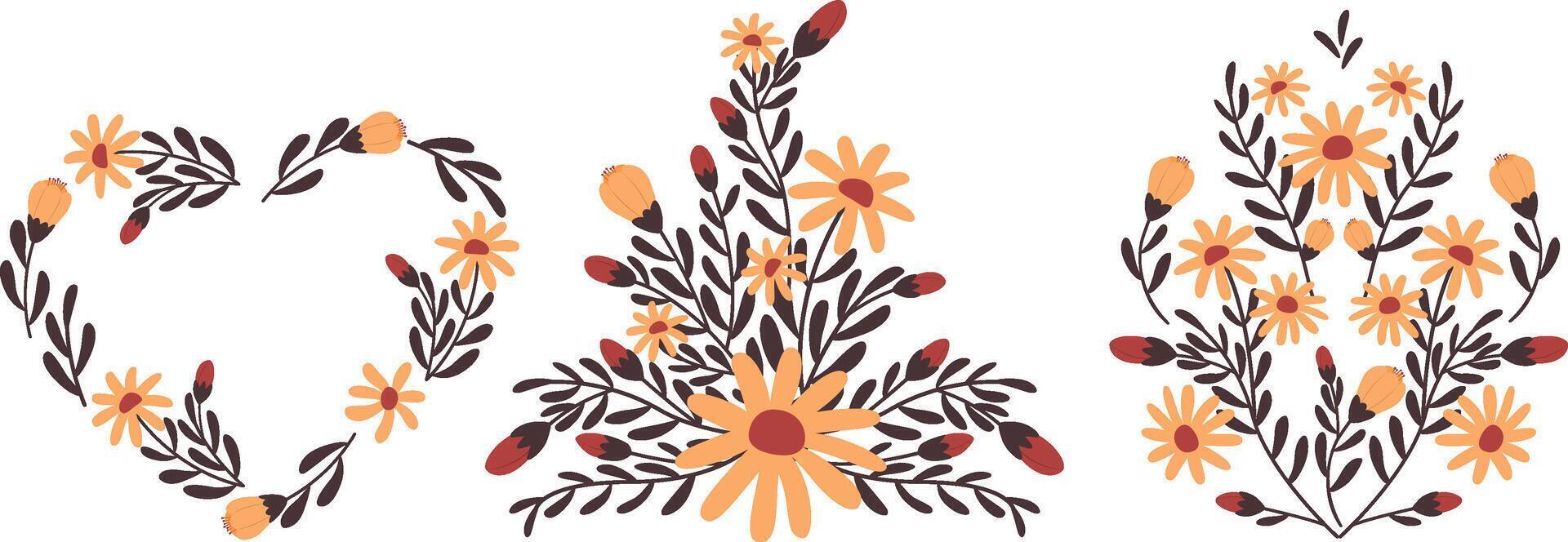 floral composition set vector