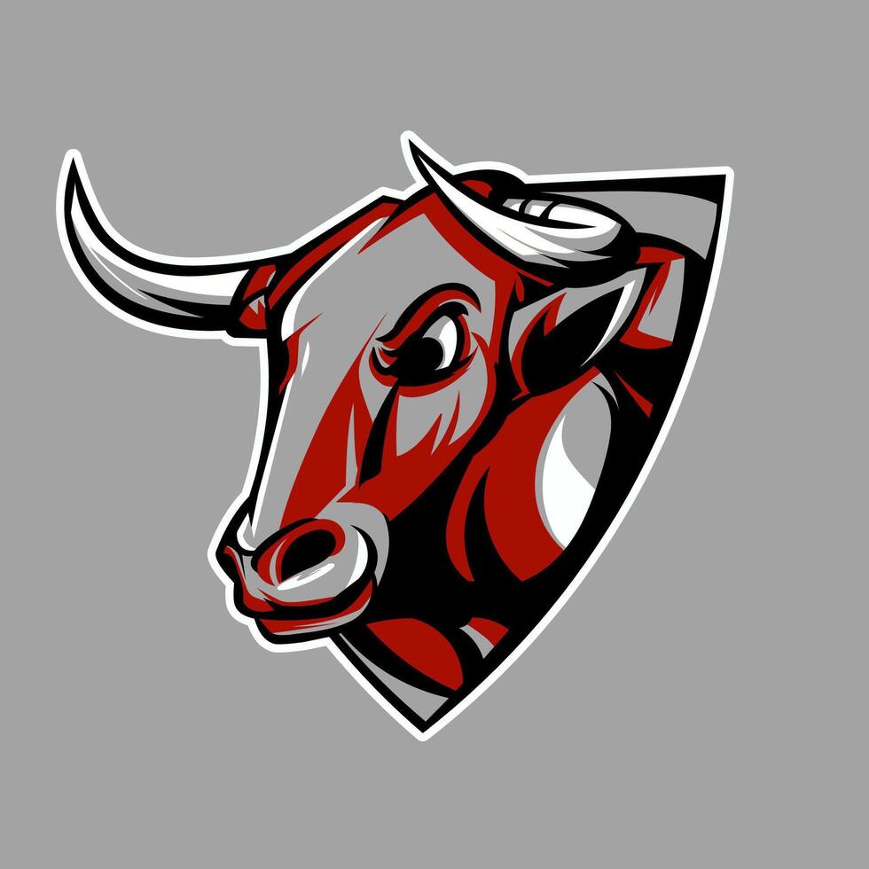 Buffalo mascot logo design for badge, emblem, esport. Editable text vector