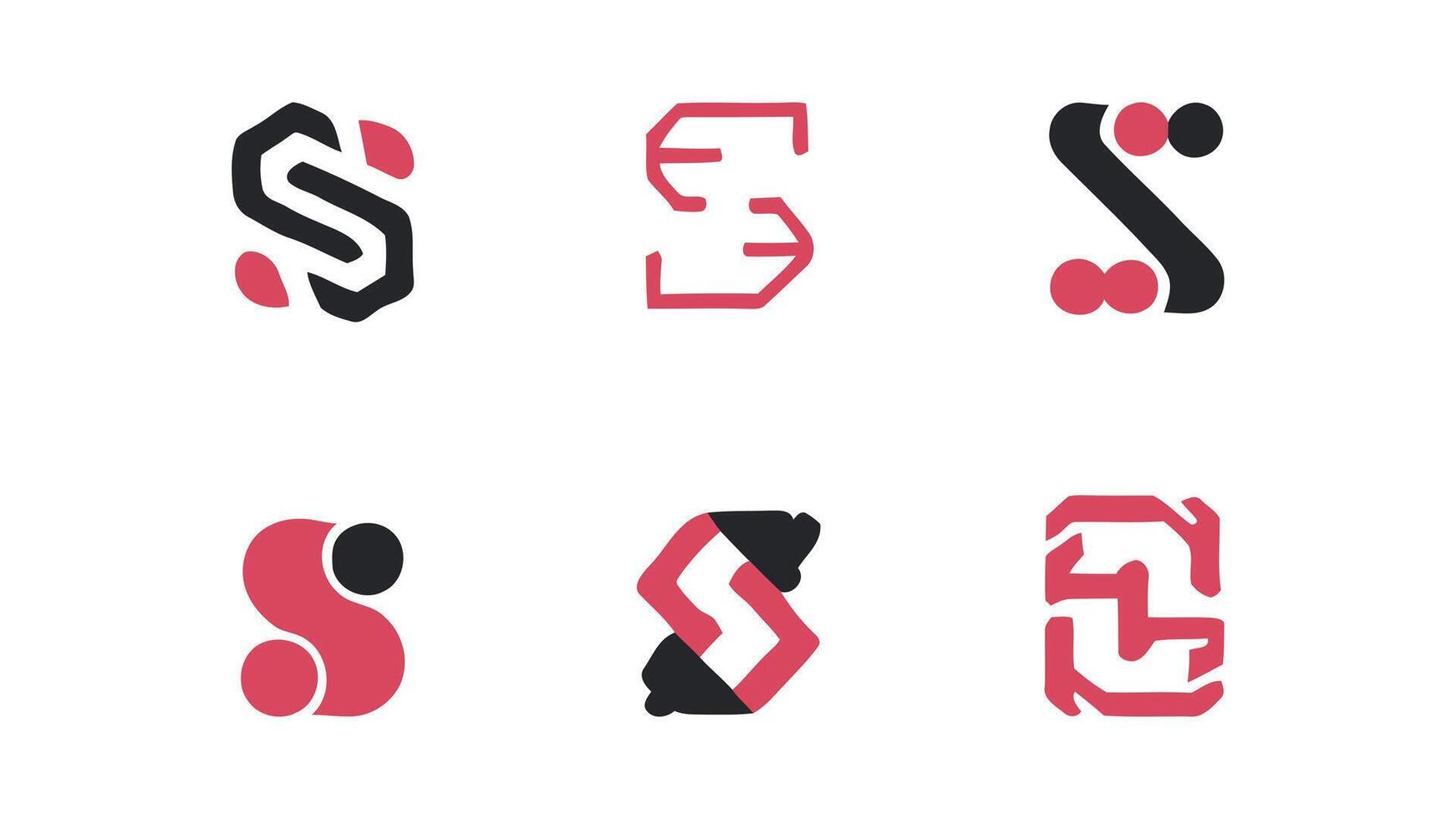 a set of red and black letter s logos vector