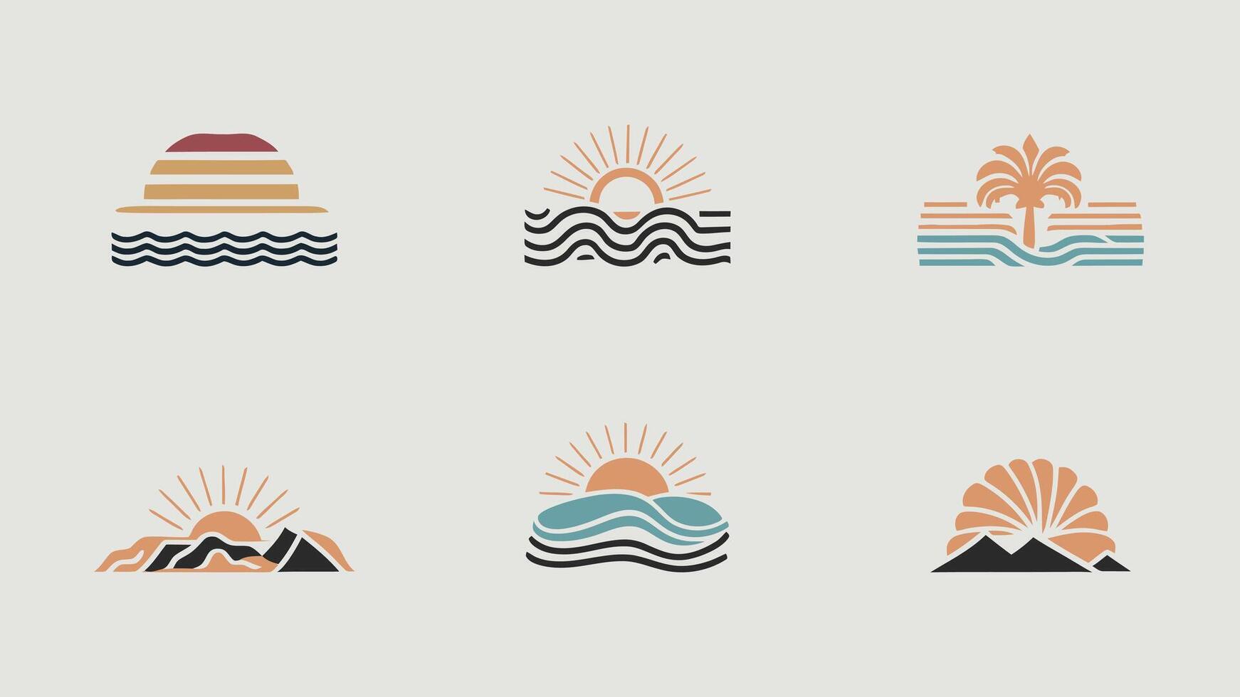 a set of different icons for the ocean logo vector