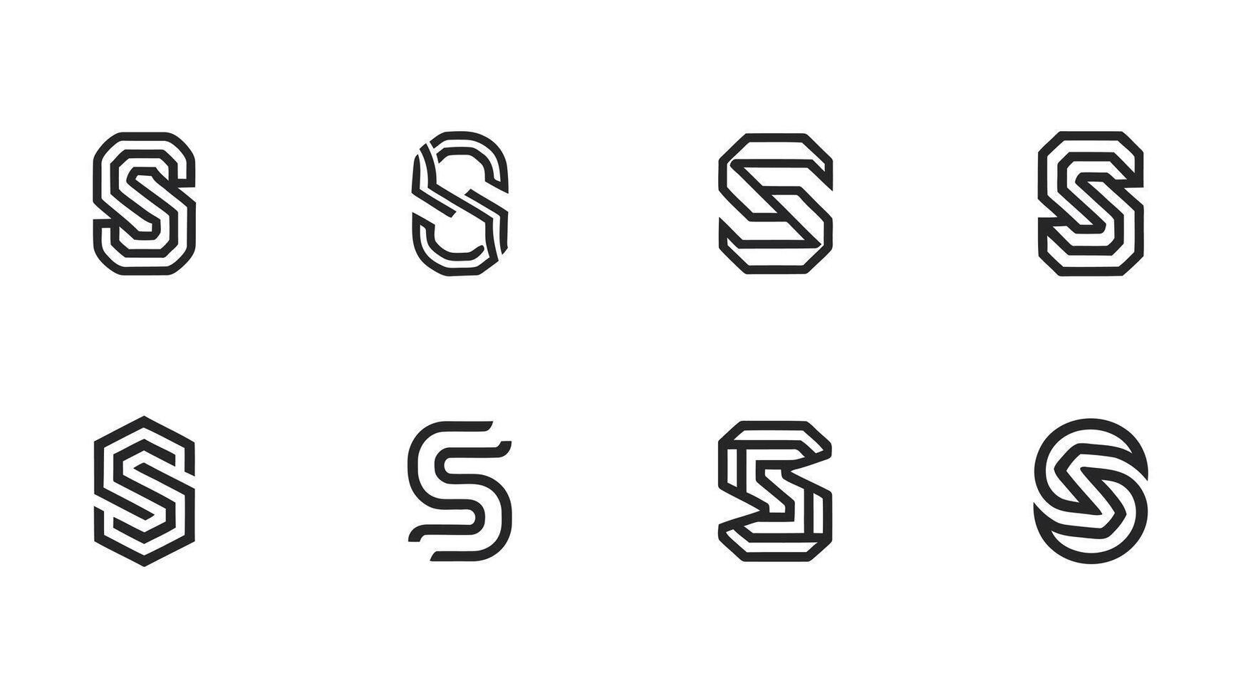 a set of s letters that are made up of a curved shape vector