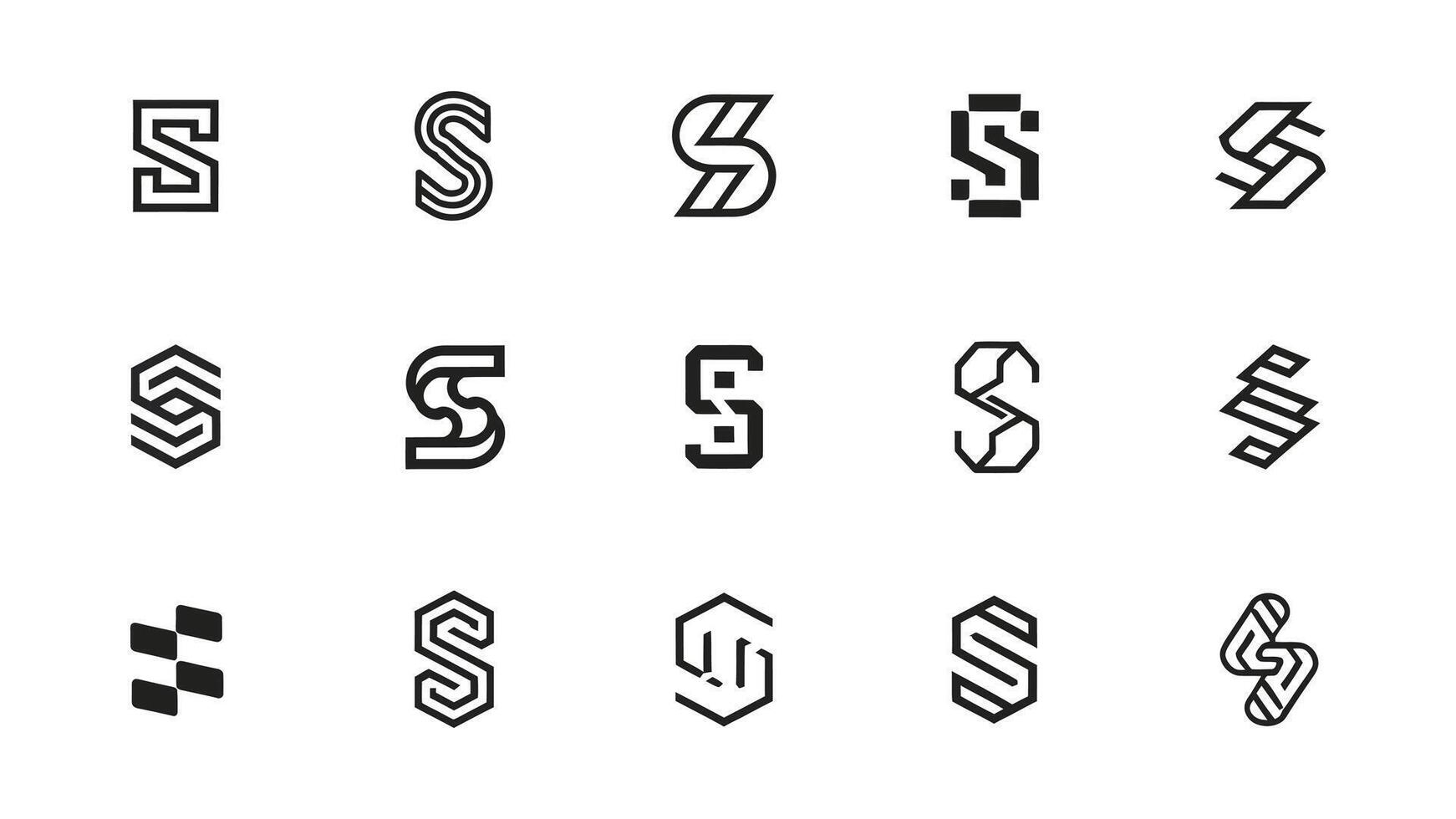 a set of black and white letter s logos vector