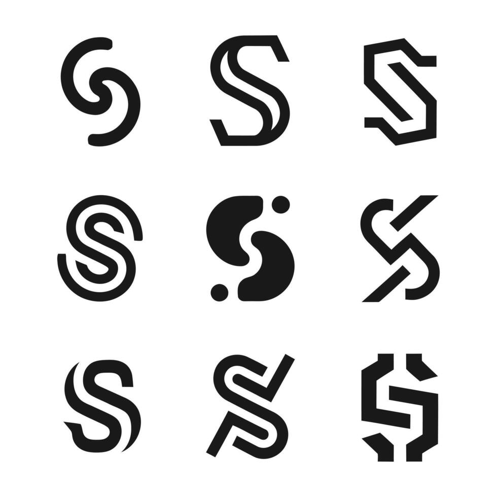 Collection of modern minimalist initial letter S logos vector