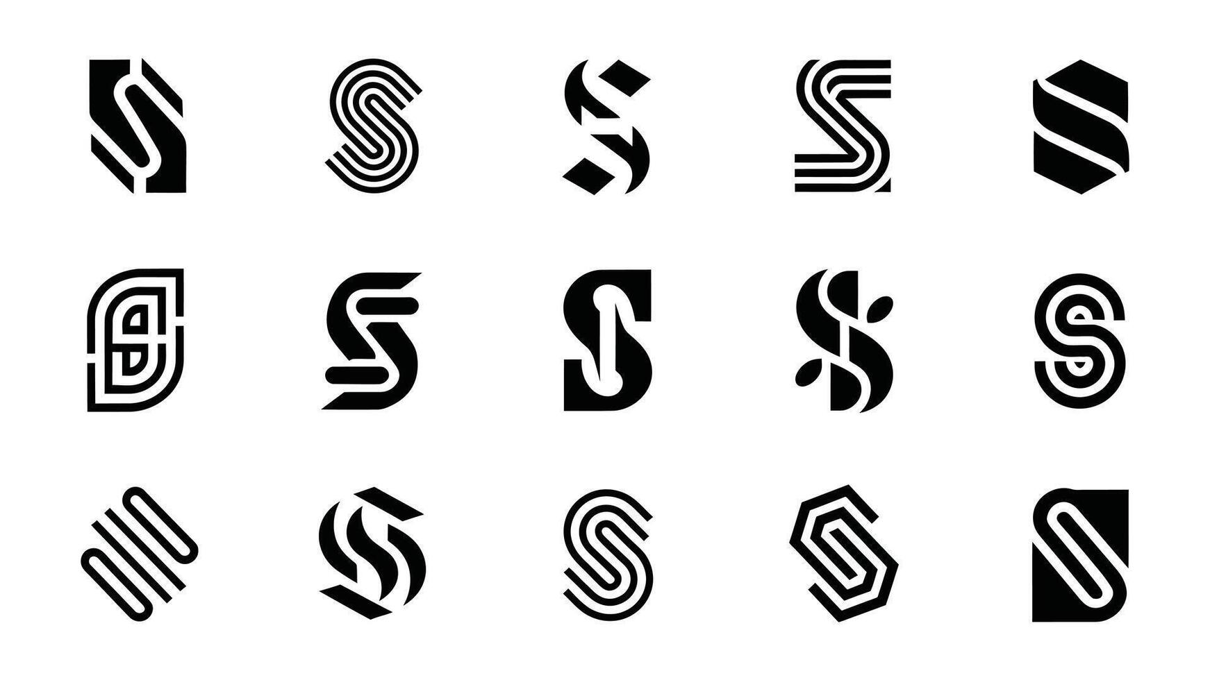 a set of letter s black and white letters that are arranged in a row vector