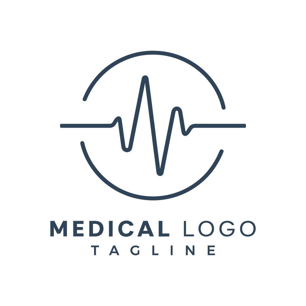 medical logo template with a heartbeat line vector
