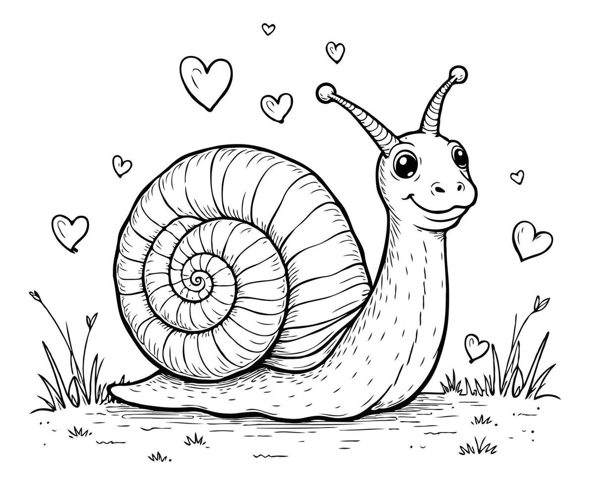 Snail coloring page on a white background vector