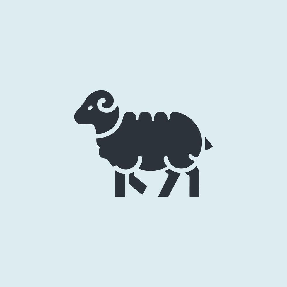 a black sheep icon on a light blue background vector