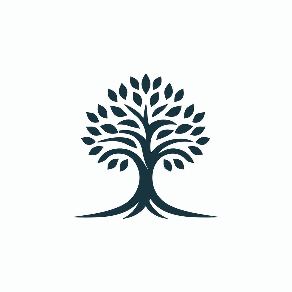 a tree logo with leaves on it vector