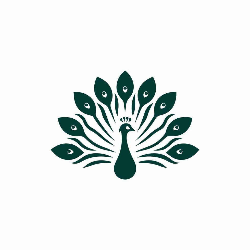 a peacock logo with green feathers vector