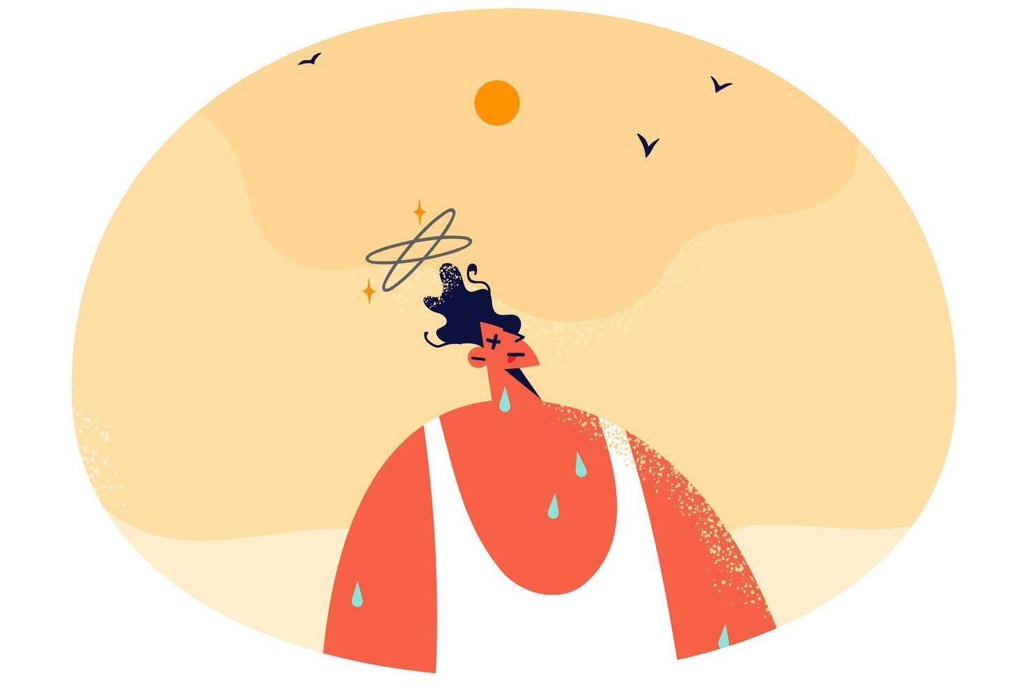 Unhealthy man suffer from heatstroke vector