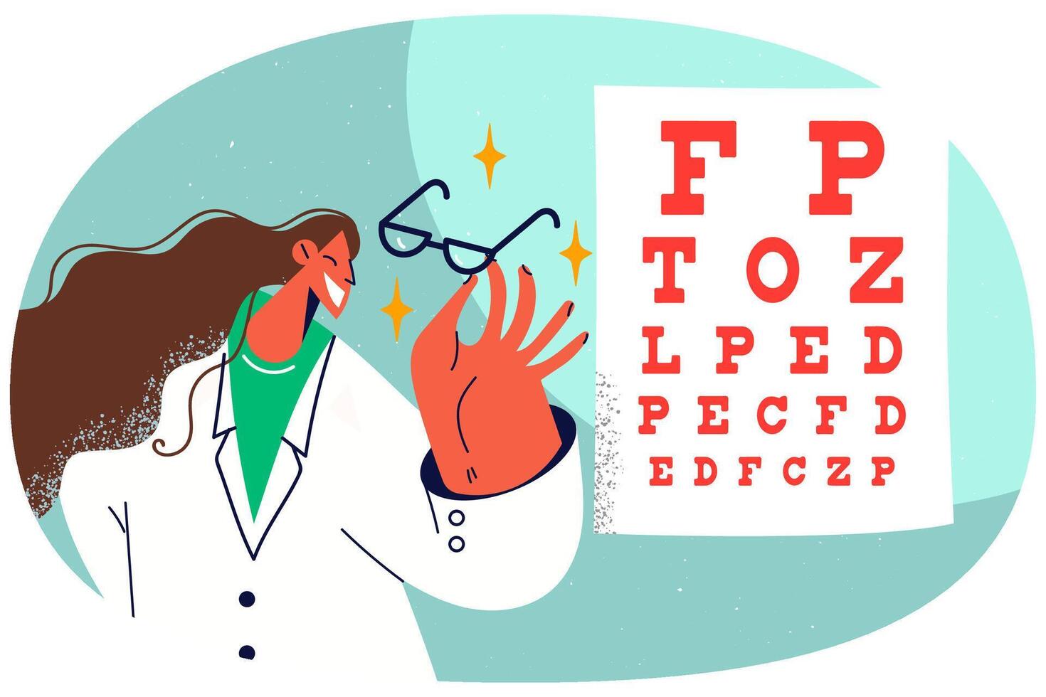Smiling oculist with glasses in hospital vector