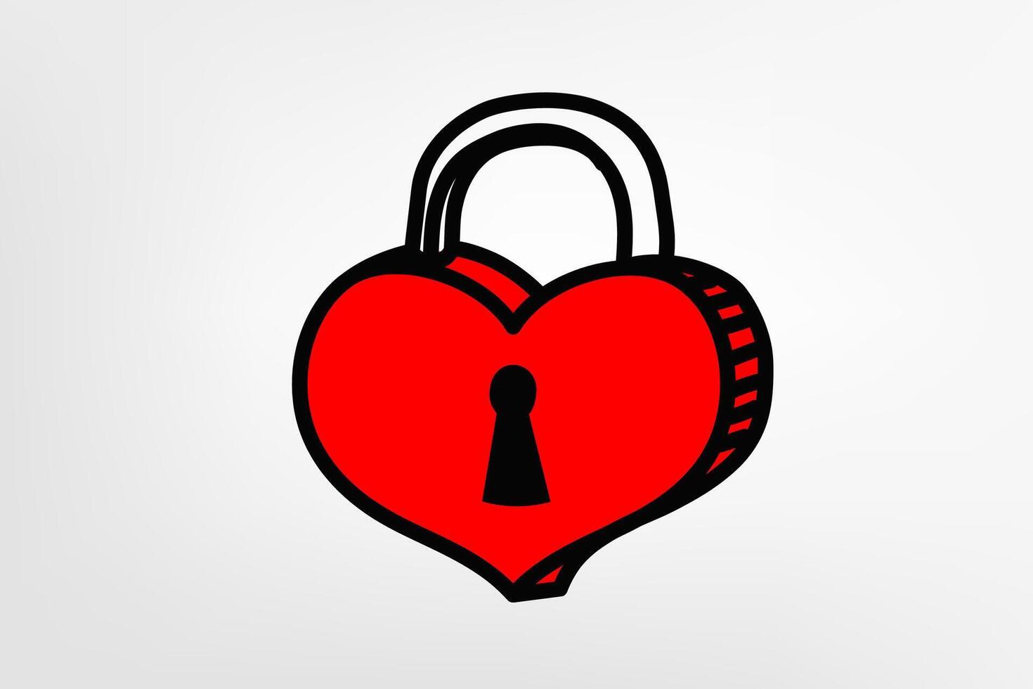 Red heart lock isolated on white background. illustration vector
