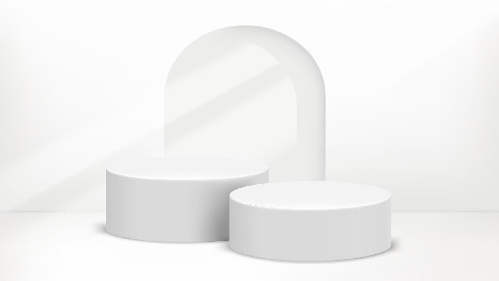Product design podium in bright interior. 3d template for product design vector