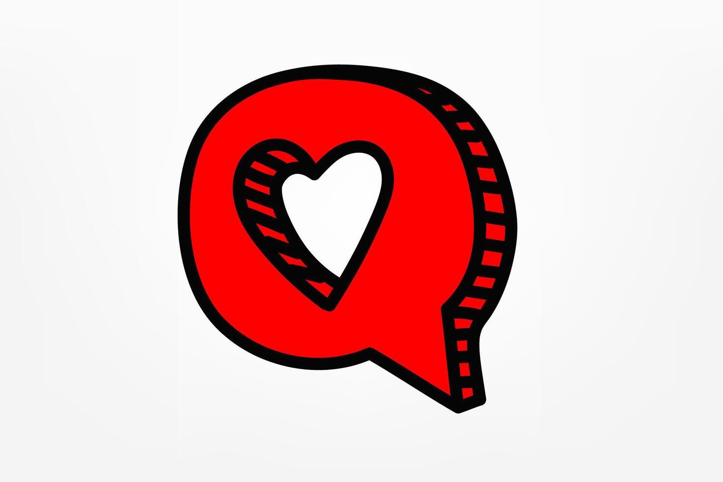 Speech cloud with heart hole. doodle illustration vector