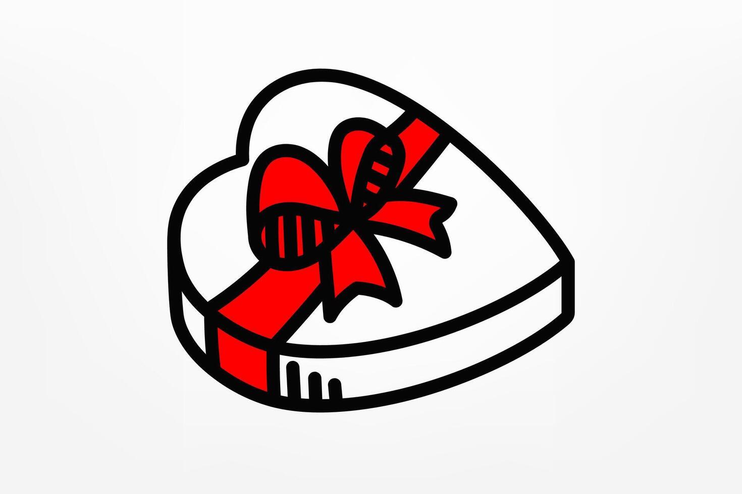 Gift box with red ribbon. doodle illustration vector