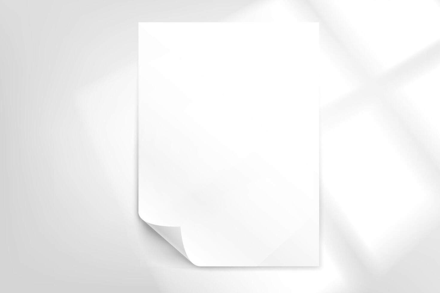 White paper page on bright background with bended corner vector